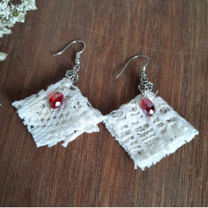 White lace fabric earring - Grace accessories 